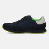A blue Men's bugatti Sneakers featuring a round plain toe, zero heels heel. Made from suede leather with a durable tpr outsole, this laces design offers both style and comfort.