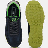 A blue Men's bugatti Sneakers featuring a round plain toe, zero heels heel. Made from suede leather with a durable tpr outsole, this laces design offers both style and comfort.