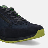 A blue Men's bugatti Sneakers featuring a round plain toe, zero heels heel. Made from suede leather with a durable tpr outsole, this laces design offers both style and comfort.