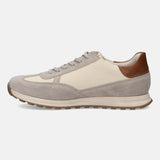 A beige Men's bugatti Sneakers featuring a round plain toe, zero heels heel. Made from suede leather with a durable tpr outsole, this laces design offers both style and comfort.