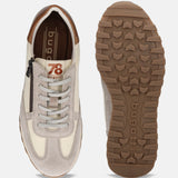 A beige Men's bugatti Sneakers featuring a round plain toe, zero heels heel. Made from suede leather with a durable tpr outsole, this laces design offers both style and comfort.