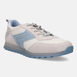 A white Men's bugatti Sneakers featuring a round plain toe, zero heels heel. Made from suede leather with a durable tpr outsole, this laces design offers both style and comfort.
