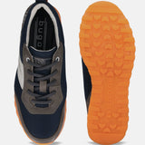 A grey Men's bugatti Sneakers featuring a round plain toe, zero heels heel. Made from synthetic with a durable tpr outsole, this laces design offers both style and comfort.