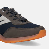 A grey Men's bugatti Sneakers featuring a round plain toe, zero heels heel. Made from synthetic with a durable tpr outsole, this laces design offers both style and comfort.