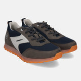 A grey Men's bugatti Sneakers featuring a round plain toe, zero heels heel. Made from synthetic with a durable tpr outsole, this laces design offers both style and comfort.
