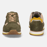 A green Men's bugatti Sneakers featuring a round plain toe, zero heels heel. Made from suede leather with a durable eva outsole, this laces design offers both style and comfort.