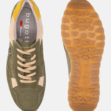 A green Men's bugatti Sneakers featuring a round plain toe, zero heels heel. Made from suede leather with a durable eva outsole, this laces design offers both style and comfort.