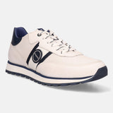 A white Men's bugatti Sneakers featuring a round plain toe, zero heels heel. Made from premium genuine leather with a durable eva outsole, this laces design offers both style and comfort.