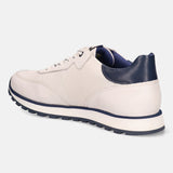 A white Men's bugatti Sneakers featuring a round plain toe, zero heels heel. Made from premium genuine leather with a durable eva outsole, this laces design offers both style and comfort.