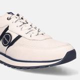 A white Men's bugatti Sneakers featuring a round plain toe, zero heels heel. Made from premium genuine leather with a durable eva outsole, this laces design offers both style and comfort.