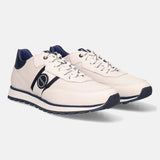A white Men's bugatti Sneakers featuring a round plain toe, zero heels heel. Made from premium genuine leather with a durable eva outsole, this laces design offers both style and comfort.