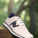 A white Men's bugatti Sneakers featuring a round plain toe, zero heels heel. Made from premium genuine leather with a durable eva outsole, this laces design offers both style and comfort.