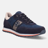 A blue Men's bugatti Sneakers featuring a round plain toe, zero heels heel. Made from suede leather with a durable eva outsole, this laces design offers both style and comfort.