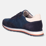 A blue Men's bugatti Sneakers featuring a round plain toe, zero heels heel. Made from suede leather with a durable eva outsole, this laces design offers both style and comfort.
