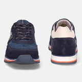 A blue Men's bugatti Sneakers featuring a round plain toe, zero heels heel. Made from suede leather with a durable eva outsole, this laces design offers both style and comfort.