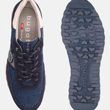 A blue Men's bugatti Sneakers featuring a round plain toe, zero heels heel. Made from suede leather with a durable eva outsole, this laces design offers both style and comfort.