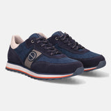 A blue Men's bugatti Sneakers featuring a round plain toe, zero heels heel. Made from suede leather with a durable eva outsole, this laces design offers both style and comfort.