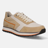 A beige Men's bugatti Sneakers featuring a round plain toe, zero heels heel. Made from suede leather with a durable eva outsole, this laces design offers both style and comfort.