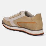 A beige Men's bugatti Sneakers featuring a round plain toe, zero heels heel. Made from suede leather with a durable eva outsole, this laces design offers both style and comfort.