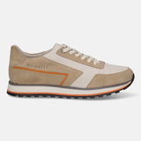 A beige Men's bugatti Sneakers featuring a round plain toe, zero heels heel. Made from suede leather with a durable eva outsole, this laces design offers both style and comfort.