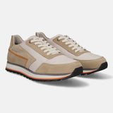 A beige Men's bugatti Sneakers featuring a round plain toe, zero heels heel. Made from suede leather with a durable eva outsole, this laces design offers both style and comfort.
