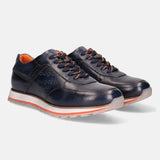 A blue Men's bugatti Sneakers featuring a round plain toe, zero heels heel. Made from premium genuine leather with a durable eva outsole, this laces design offers both style and comfort.
