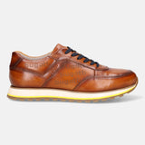 A cognac Men's bugatti Sneakers featuring a round plain toe, zero heels heel. Made from premium genuine leather with a durable eva outsole, this laces design offers both style and comfort.