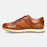 A cognac Men's bugatti Sneakers featuring a round plain toe, zero heels heel. Made from premium genuine leather with a durable eva outsole, this laces design offers both style and comfort.