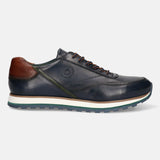 A blue Men's bugatti Sneakers featuring a round toe plain toe, zero heels heel. Made from premium genuine leather with a durable eva outsole, this laces design offers both style and comfort.