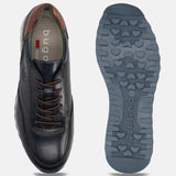 A blue Men's bugatti Sneakers featuring a round toe plain toe, zero heels heel. Made from premium genuine leather with a durable eva outsole, this laces design offers both style and comfort.