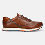 A cognac Men's bugatti Sneakers featuring a round toe plain toe, zero heels heel. Made from premium genuine leather with a durable eva outsole, this laces design offers both style and comfort.
