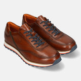 A cognac Men's bugatti Sneakers featuring a round toe plain toe, zero heels heel. Made from premium genuine leather with a durable eva outsole, this laces design offers both style and comfort.