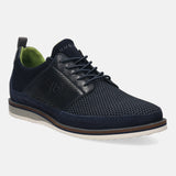 A blue Men's bugatti Casuals Shoes featuring a round plain toe, zero heels heel, and a wide fit. Made from textile with a durable eva outsole, this laces design offers both style and comfort.
