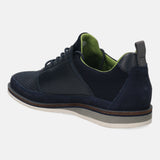 A blue Men's bugatti Casuals Shoes featuring a round plain toe, zero heels heel, and a wide fit. Made from textile with a durable eva outsole, this laces design offers both style and comfort.
