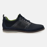 A blue Men's bugatti Casuals Shoes featuring a round plain toe, zero heels heel, and a wide fit. Made from textile with a durable eva outsole, this laces design offers both style and comfort.