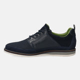 A blue Men's bugatti Casuals Shoes featuring a round plain toe, zero heels heel, and a wide fit. Made from textile with a durable eva outsole, this laces design offers both style and comfort.