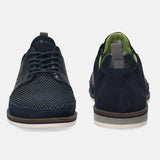 A blue Men's bugatti Casuals Shoes featuring a round plain toe, zero heels heel, and a wide fit. Made from textile with a durable eva outsole, this laces design offers both style and comfort.
