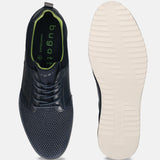 A blue Men's bugatti Casuals Shoes featuring a round plain toe, zero heels heel, and a wide fit. Made from textile with a durable eva outsole, this laces design offers both style and comfort.