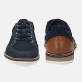 A blue Men's bugatti Casuals Shoes featuring a round plain toe, zero heels heel. Made from textile with a durable eva outsole, this laces design offers both style and comfort.