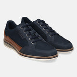 A blue Men's bugatti Casuals Shoes featuring a round plain toe, zero heels heel. Made from textile with a durable eva outsole, this laces design offers both style and comfort.