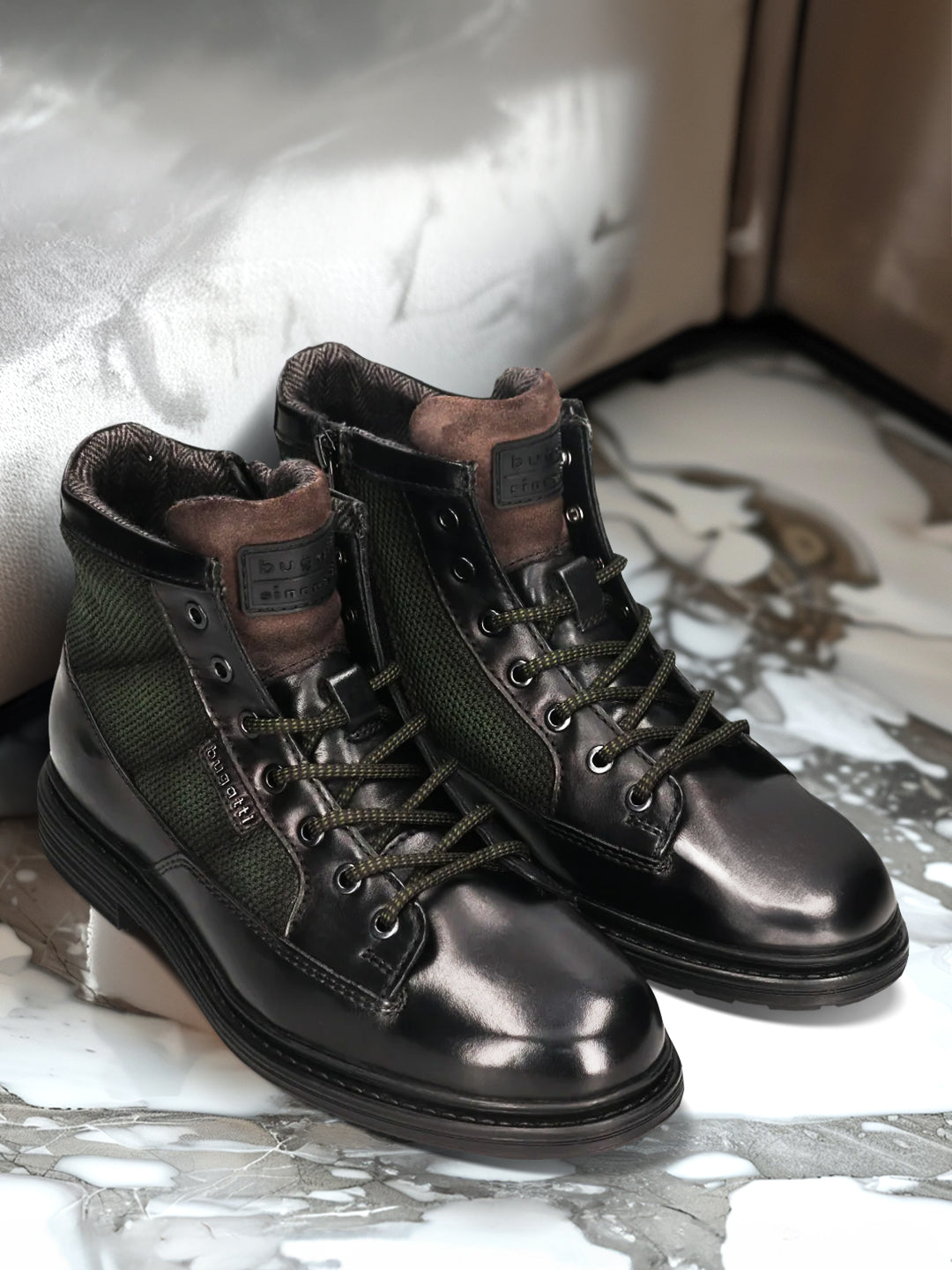 Patent Leather Lace Comfortable Lace Up Ankle Boots Bugatti Abel