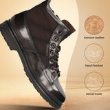 A brown Men's bugatti Ankle Boots featuring a round toe plain toe, moulded heel. Made from premium genuine leather with a durable tr outsole, this zipper design offers both style and comfort.