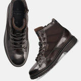 A brown Men's bugatti Ankle Boots featuring a round toe plain toe, moulded heel. Made from premium genuine leather with a durable tr outsole, this zipper design offers both style and comfort.