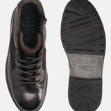 A brown Men's bugatti Ankle Boots featuring a round toe plain toe, moulded heel. Made from premium genuine leather with a durable tr outsole, this zipper design offers both style and comfort.