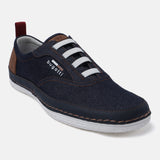 A blue Men's bugatti Sneakers featuring a round plain toe, zero heels heel. Made from textile with a durable tpr outsole, this laces design offers both style and comfort.