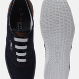 A blue Men's bugatti Sneakers featuring a round plain toe, zero heels heel. Made from textile with a durable tpr outsole, this laces design offers both style and comfort.