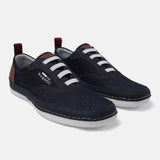 A blue Men's bugatti Sneakers featuring a round plain toe, zero heels heel. Made from textile with a durable tpr outsole, this laces design offers both style and comfort.
