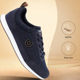 A blue Men's bugatti Sneakers featuring a round plain toe, zero heels heel. Made from synthetic with a durable tpr outsole, this laces design offers both style and comfort.