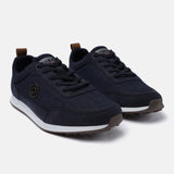 A blue Men's bugatti Sneakers featuring a round plain toe, zero heels heel. Made from synthetic with a durable tpr outsole, this laces design offers both style and comfort.