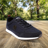 A blue Men's bugatti Sneakers featuring a round plain toe, zero heels heel. Made from synthetic with a durable tpr outsole, this laces design offers both style and comfort.